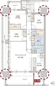 グランドオーク浦上テラス 間取り J type