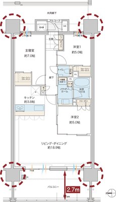 グランドオーク浦上テラス 間取り G type［メニュープラン］