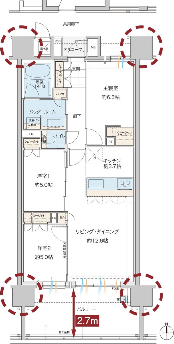 グランドオーク浦上テラス 間取り B type［メニュープラン］