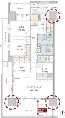 グランドオーク浦上テラス 間取り E type［メニュープラン］
