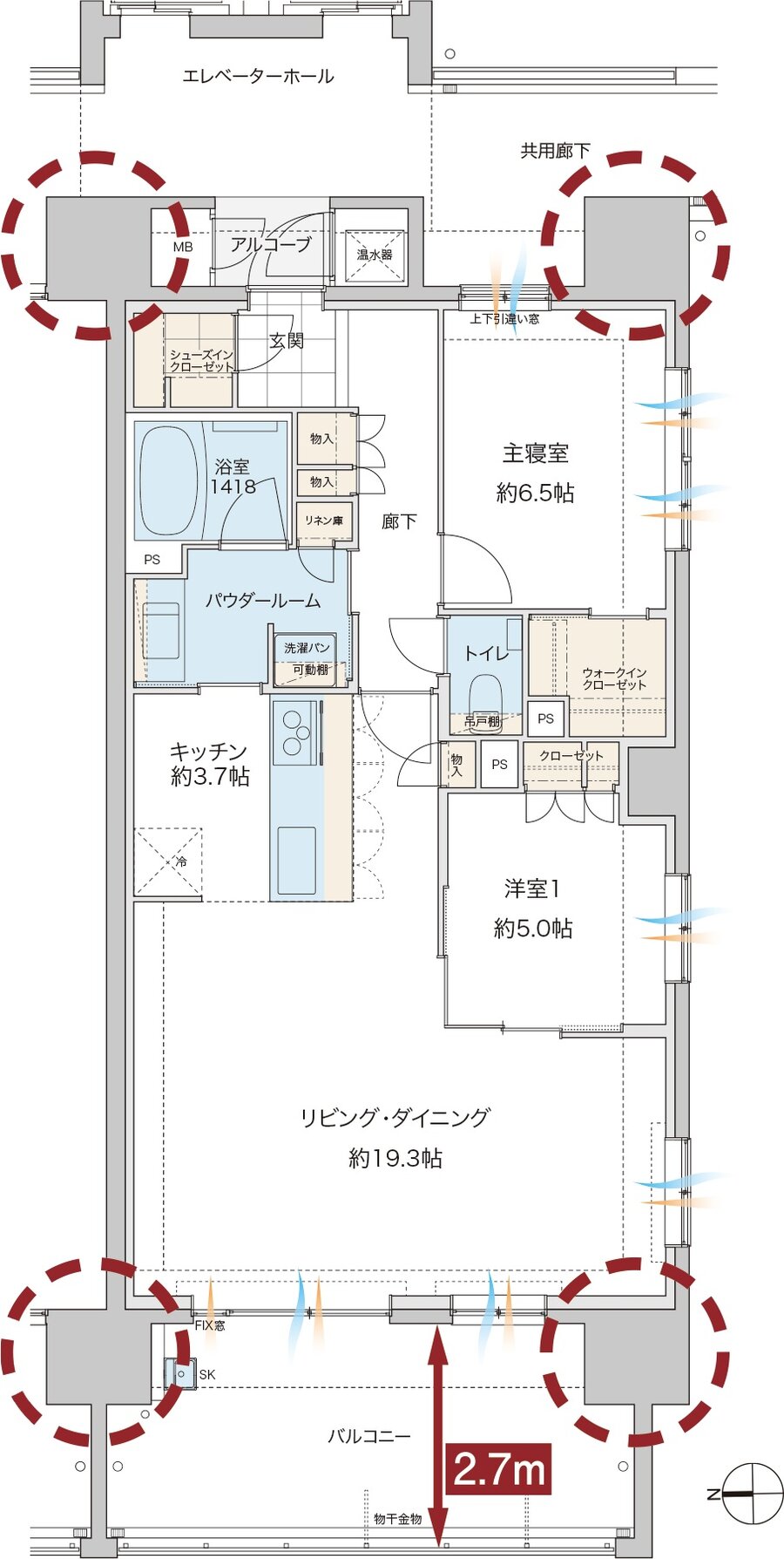 グランドオーク浦上テラス 間取り F type［メニュープラン］