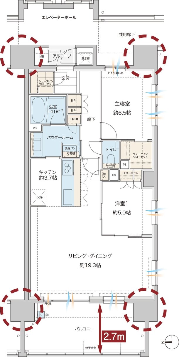 グランドオーク浦上テラス 間取り F type［メニュープラン］