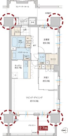 グランドオーク浦上テラス 間取り F type［メニュープラン］