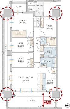 グランドオーク浦上テラス 間取り J type［メニュープラン］