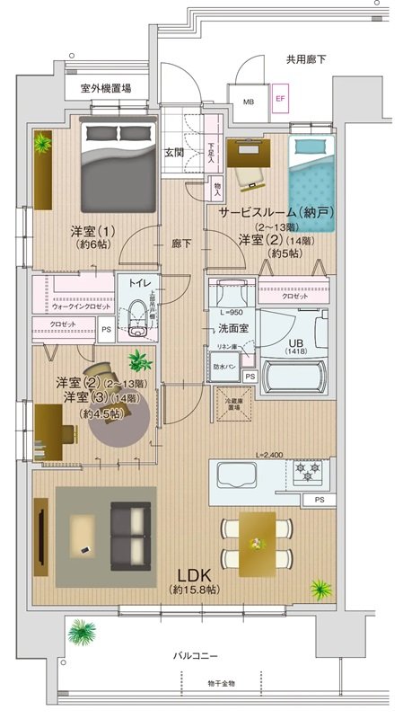 エスリード住吉大社駅レジデンス 間取り Aタイプ
