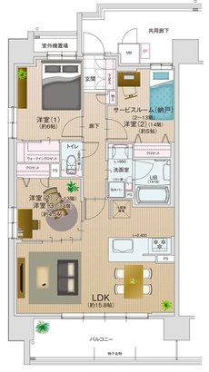 エスリード住吉大社駅レジデンス 間取り Aタイプ