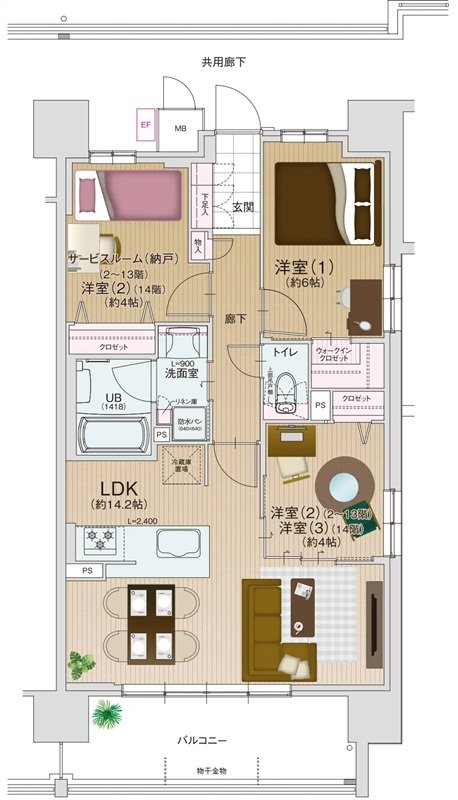 エスリード住吉大社駅レジデンス 間取り Cタイプ