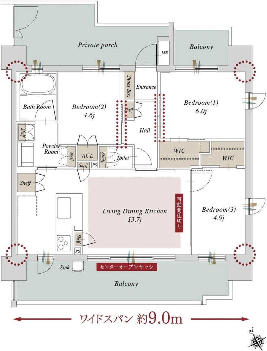 ファミリアーレ名古屋ブライト 間取り F TYPE