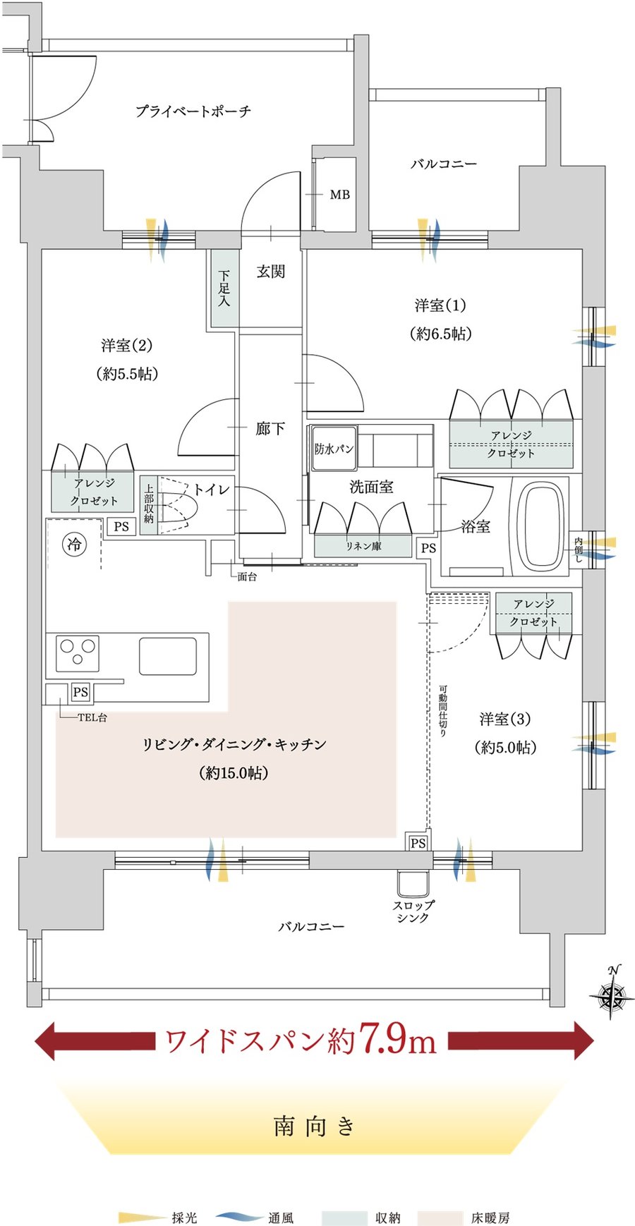 ファミリアーレ瑞穂妙音通 間取り D type