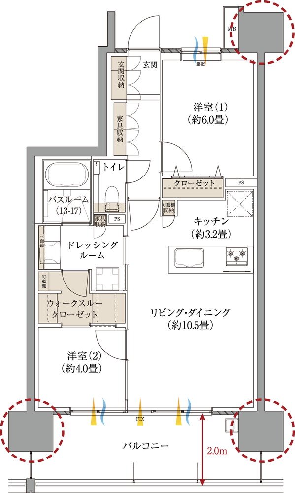 サーパス新水前寺駅前 間取り Cタイプ メニュープラン