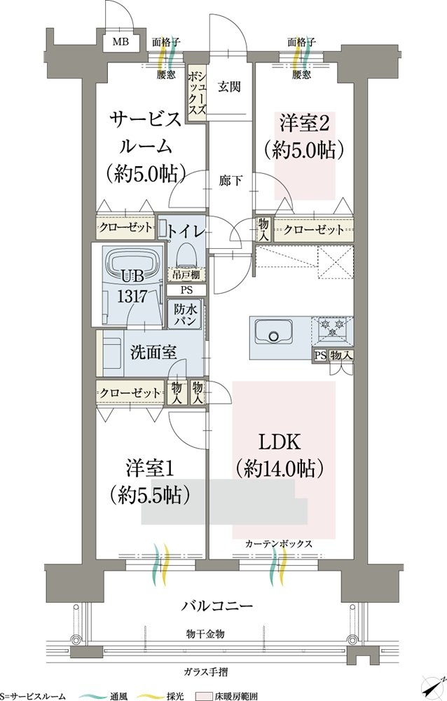 オーヴィジョン山口中央 間取り B TYPE〈MENUPLAN〉