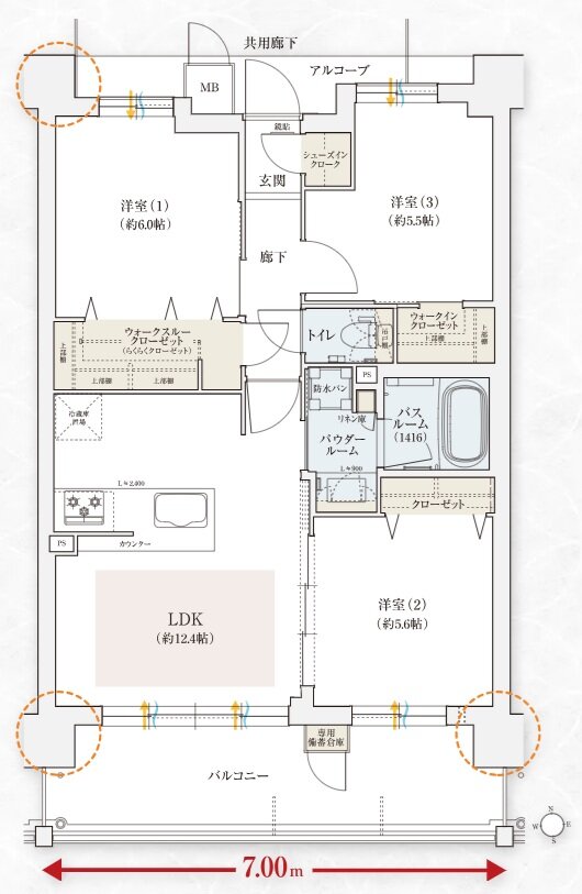 エステムコート伏見丹波橋 間取り H' type