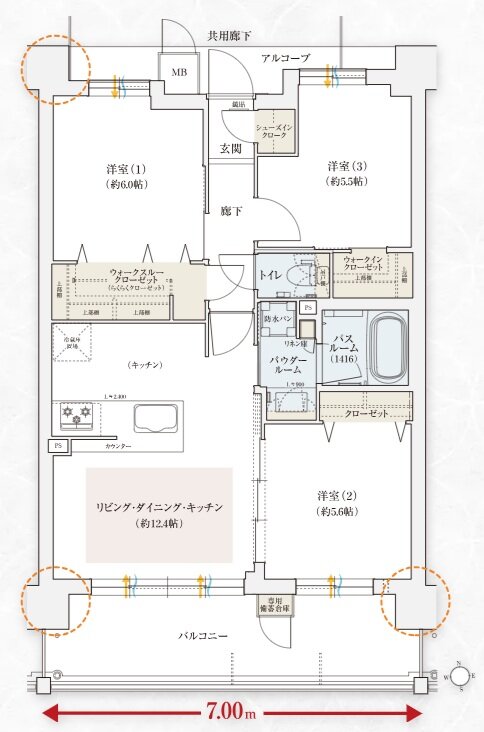 エステムコート伏見丹波橋 間取り H' type