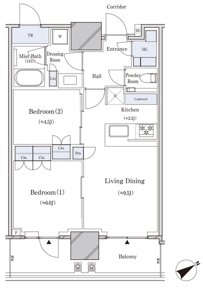 ブランズタワー横浜北仲 間取り S55B type