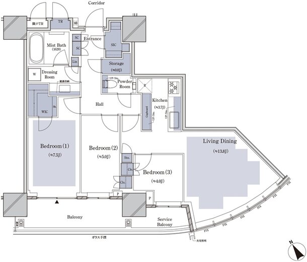 ブランズタワー横浜北仲 間取り S80A type