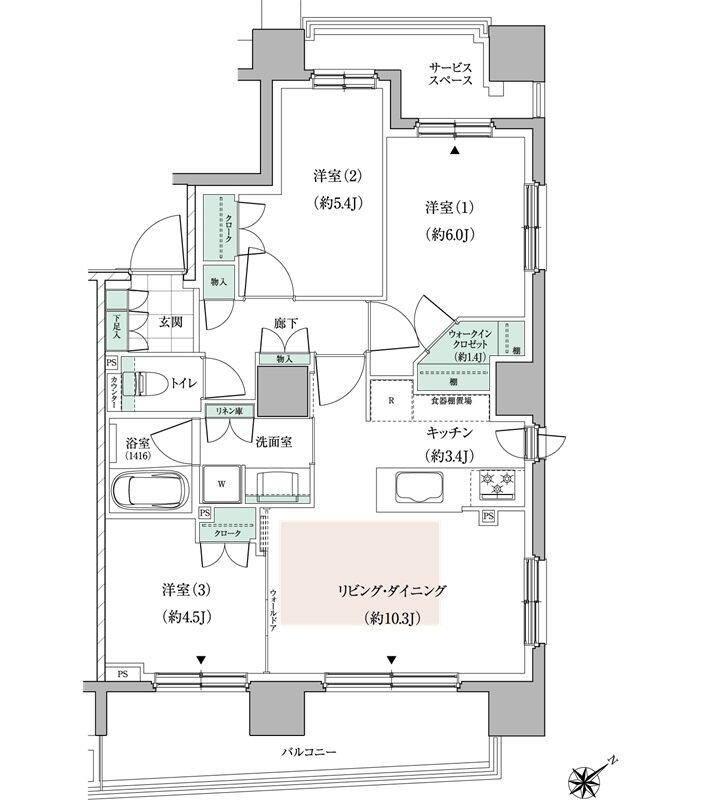 パークホームズ東札幌 間取り Aタイプ