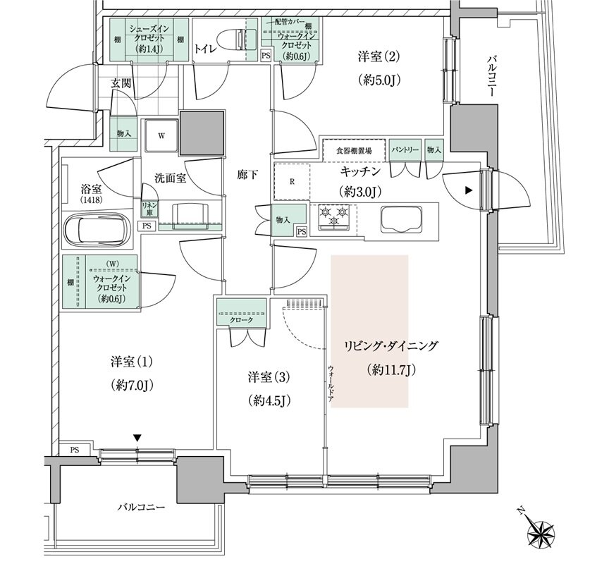 パークホームズ東札幌 間取り Bタイプ