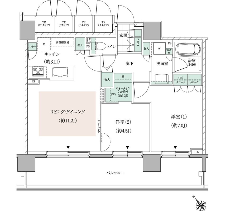 パークホームズ東札幌 間取り Cタイプ