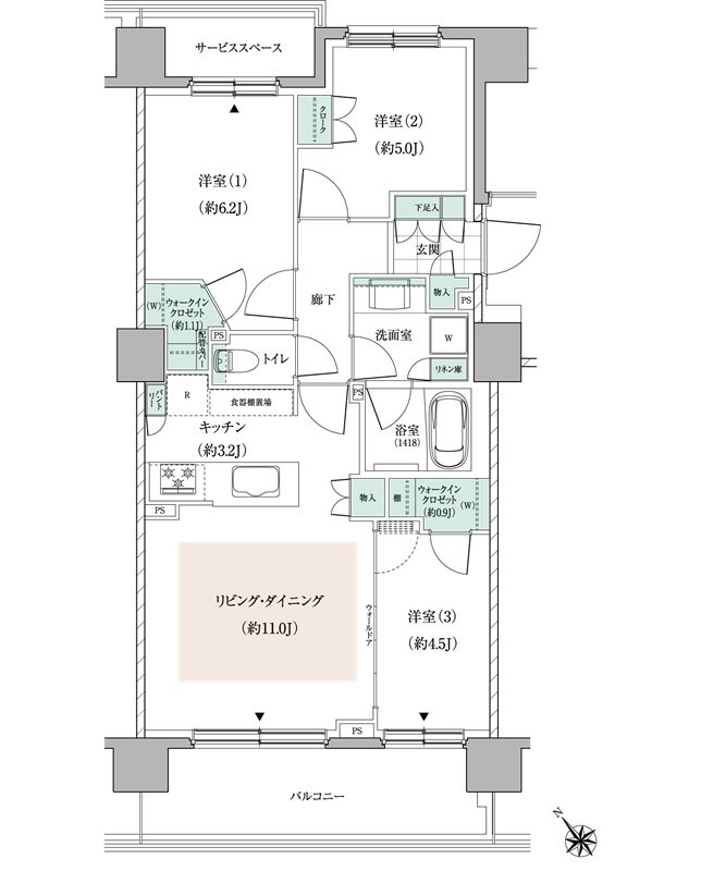 パークホームズ東札幌 間取り D1タイプ