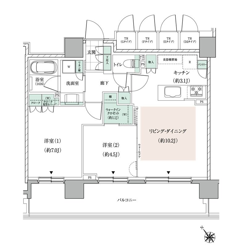 パークホームズ東札幌 間取り Eタイプ