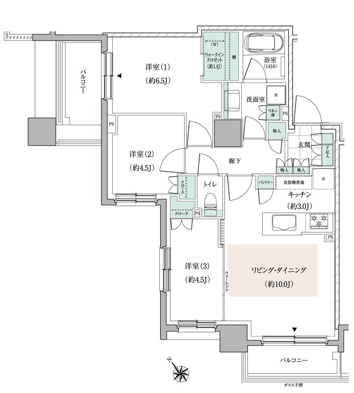 パークホームズ東札幌 間取り Fタイプ