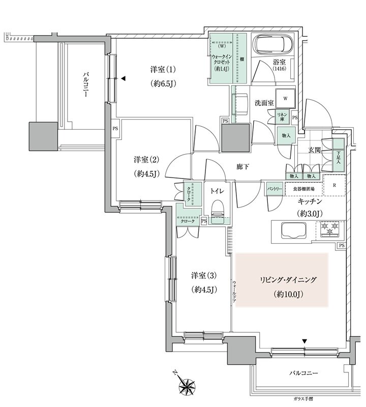 パークホームズ東札幌 間取り Fタイプ