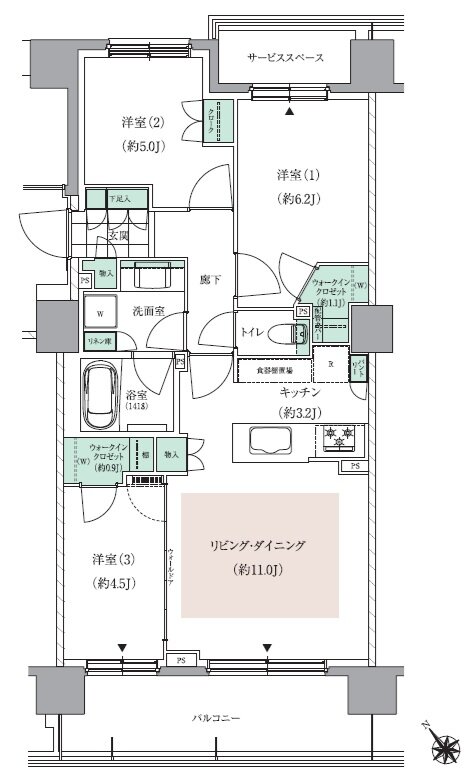 パークホームズ東札幌 間取り D2タイプ