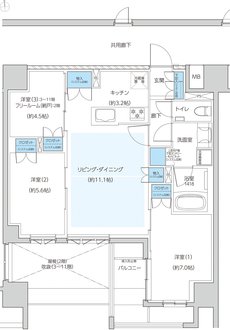 レーベン京都河原町五条 ONE SUITE 間取り B type