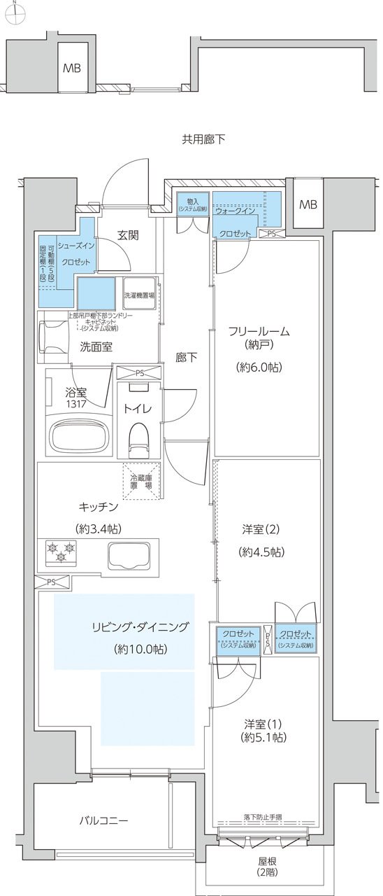 レーベン京都河原町五条 ONE SUITE 間取り E type