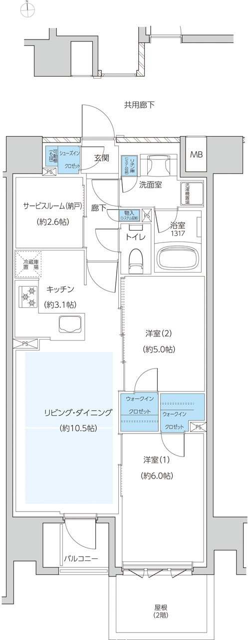 レーベン京都河原町五条 ONE SUITE 間取り F type