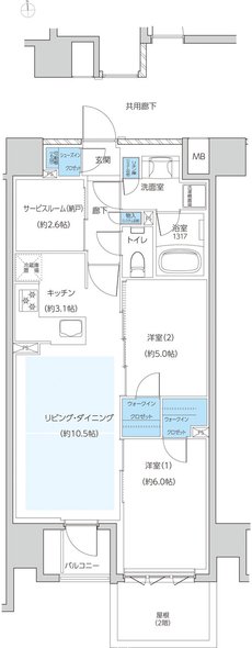 レーベン京都河原町五条 ONE SUITE 間取り F type
