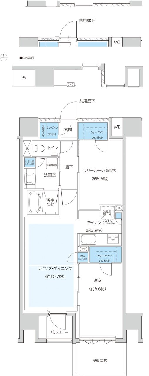 レーベン京都河原町五条 ONE SUITE 間取り G1・G2 type