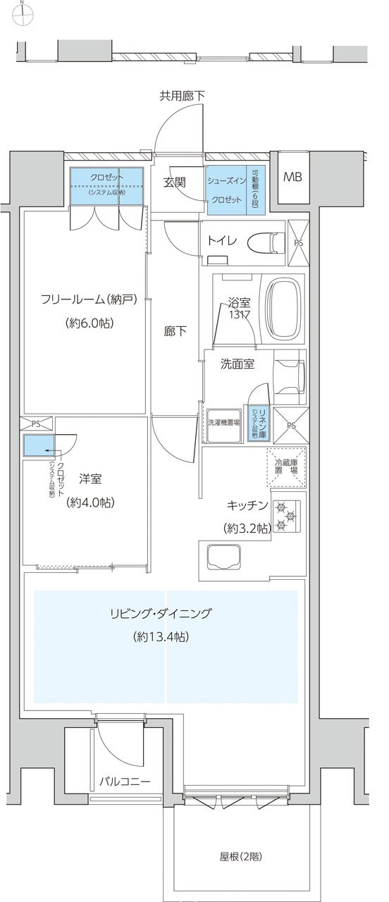 レーベン京都河原町五条 ONE SUITE 間取り H type