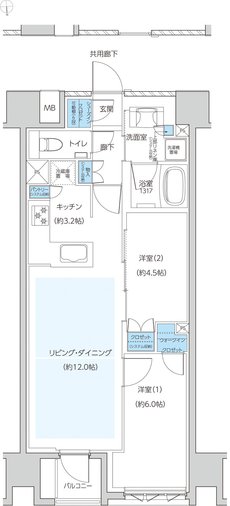 レーベン京都河原町五条 ONE SUITE 間取り L type