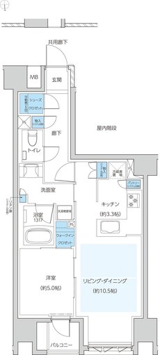 レーベン京都河原町五条 ONE SUITE 間取り M type