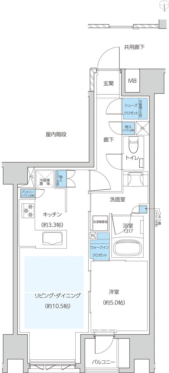 レーベン京都河原町五条 ONE SUITE 間取り N type