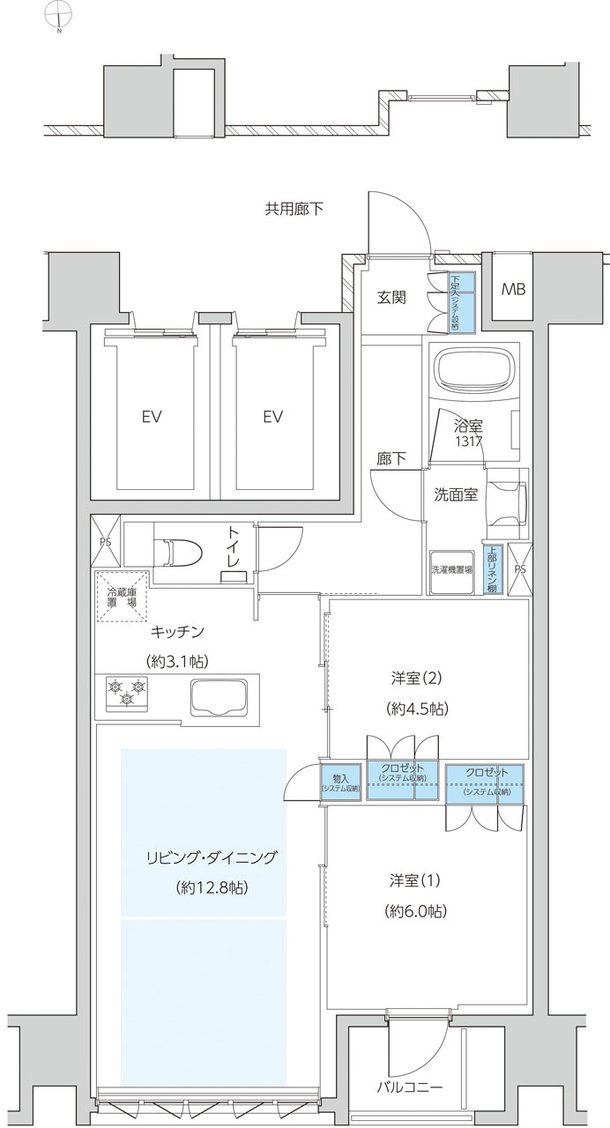 レーベン京都河原町五条 ONE SUITE 間取り O type