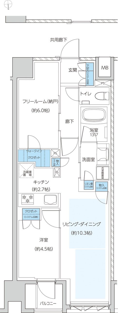 レーベン京都河原町五条 ONE SUITE 間取り P type