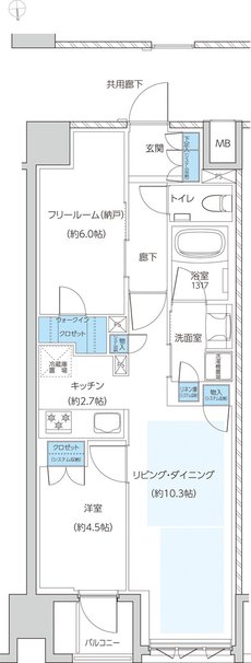 レーベン京都河原町五条 ONE SUITE 間取り P type