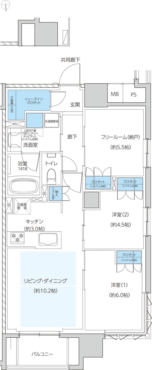 レーベン京都河原町五条 ONE SUITE 間取り Q type