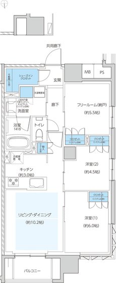 レーベン京都河原町五条 ONE SUITE 間取り Q type