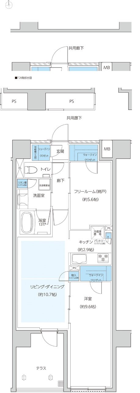 レーベン京都河原町五条 ONE SUITE 間取り T1t・T2t type