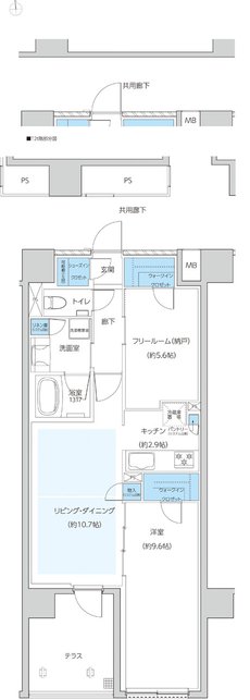 レーベン京都河原町五条 ONE SUITE 間取り T1t・T2t type