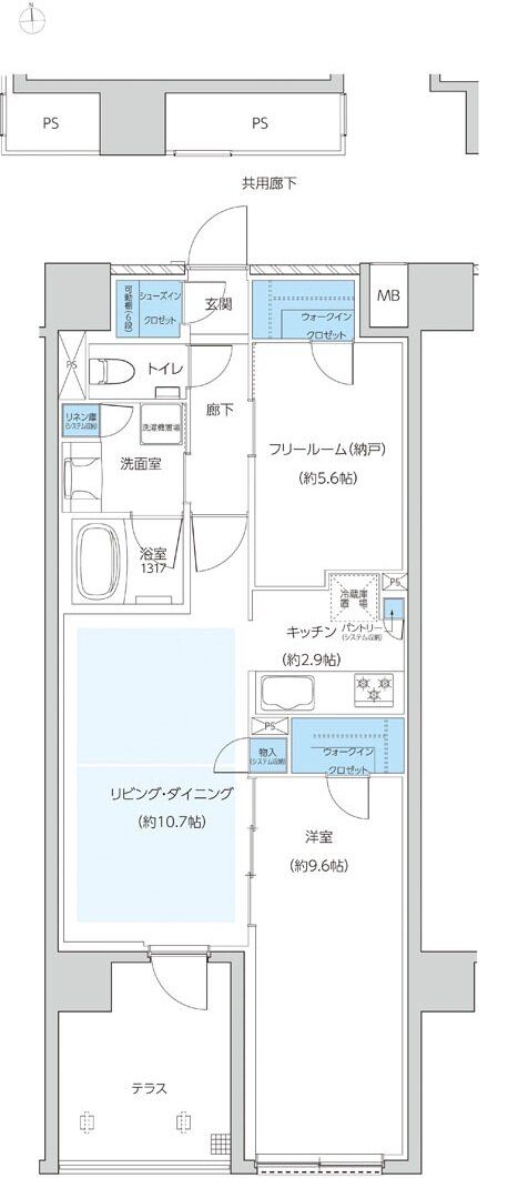 レーベン京都河原町五条 ONE SUITE 間取り T1t type