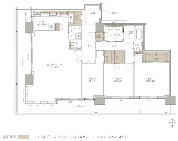 ブランズタワー西宮 間取り PF type
