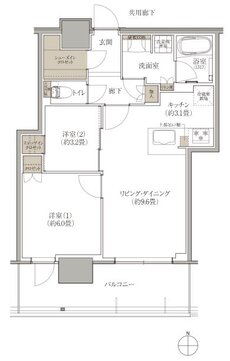 ブランズタワー西宮 間取り F type