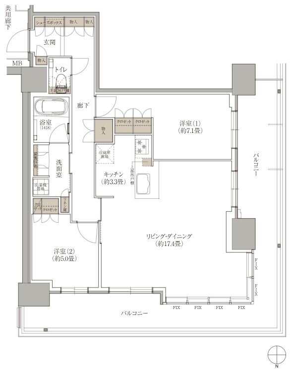 ブランズタワー西宮 間取り AtypeSELECT PLAN 1