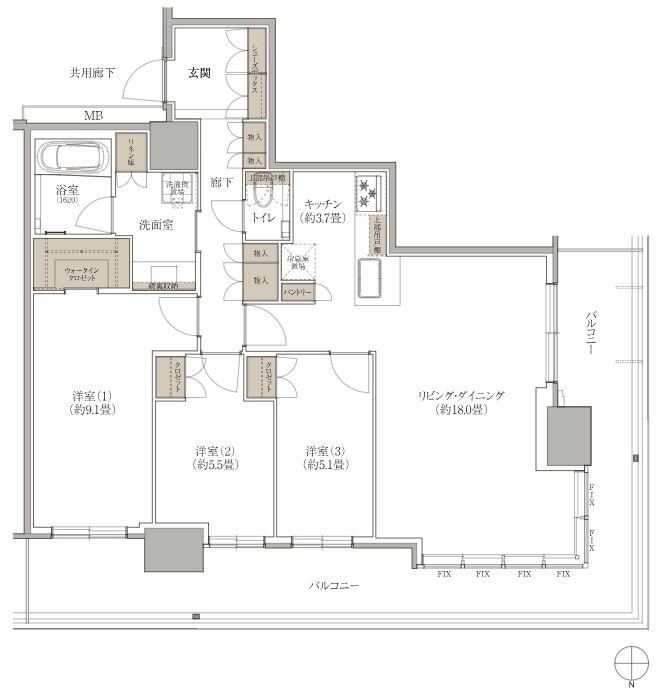 ブランズタワー西宮 間取り SA type