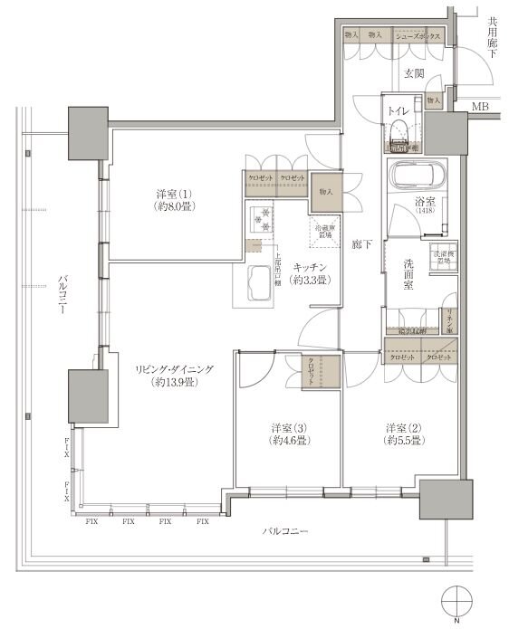 ブランズタワー西宮 間取り V type
