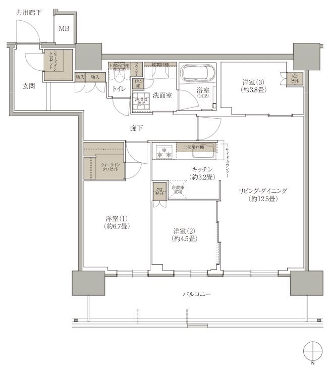 ブランズタワー西宮 間取り X type